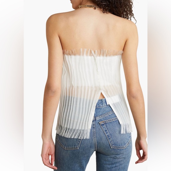 Interior Briony Strapless Pleated Layered Silk-organza Mesh Top Ecru - Picture 4 of 5